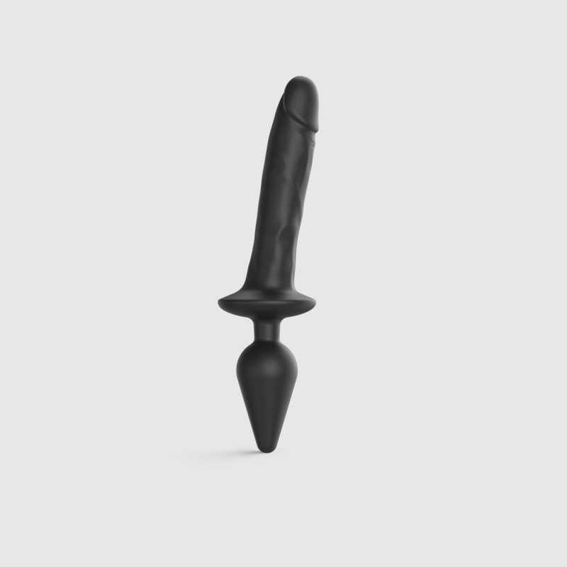 Анальна пробка з дилдо 2в1 Strap-On-Me SWITCH PLUG-IN REALISTIC DILDO Black XXL, діаметр 5,2/3,9 см Анальна пробка з дилдо 2в1 Strap-On-Me SWITCH PLUG-IN REALISTIC DILDO Black XXL, діаметр 5,2/3,9 см
