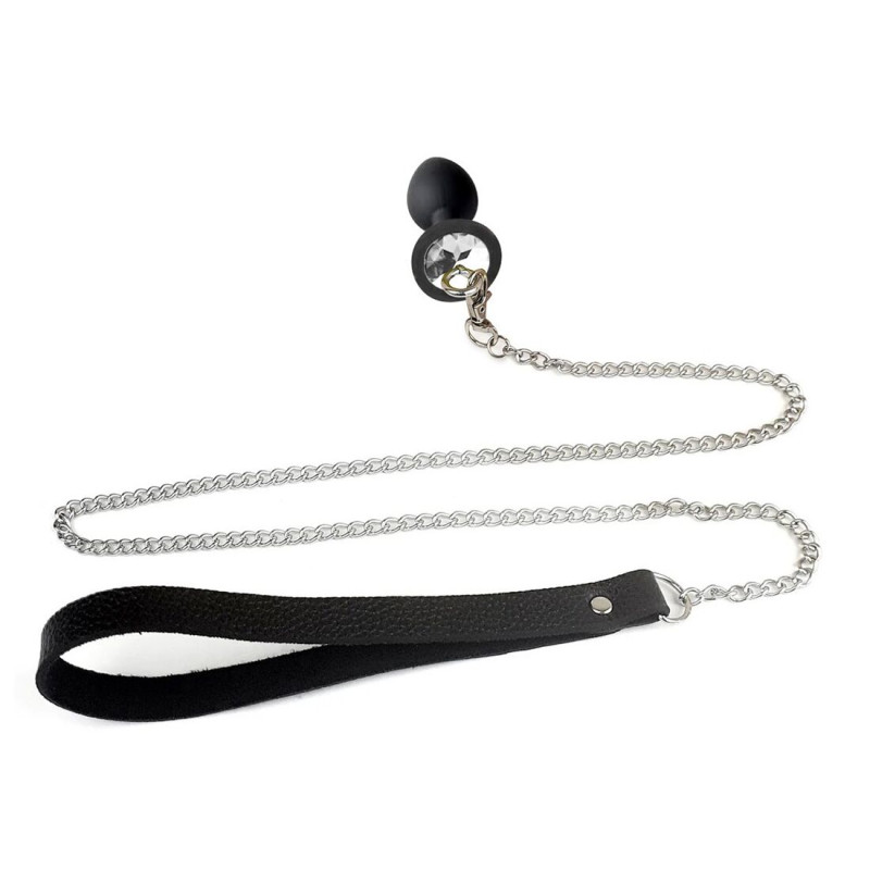 Силиконовая анальная пробка Art of Sex Silicone Anal Plug with Leash size M с поводком Black Силиконовая анальная пробка Art of Sex Silicone Anal Plug with Leash size M с поводком Black