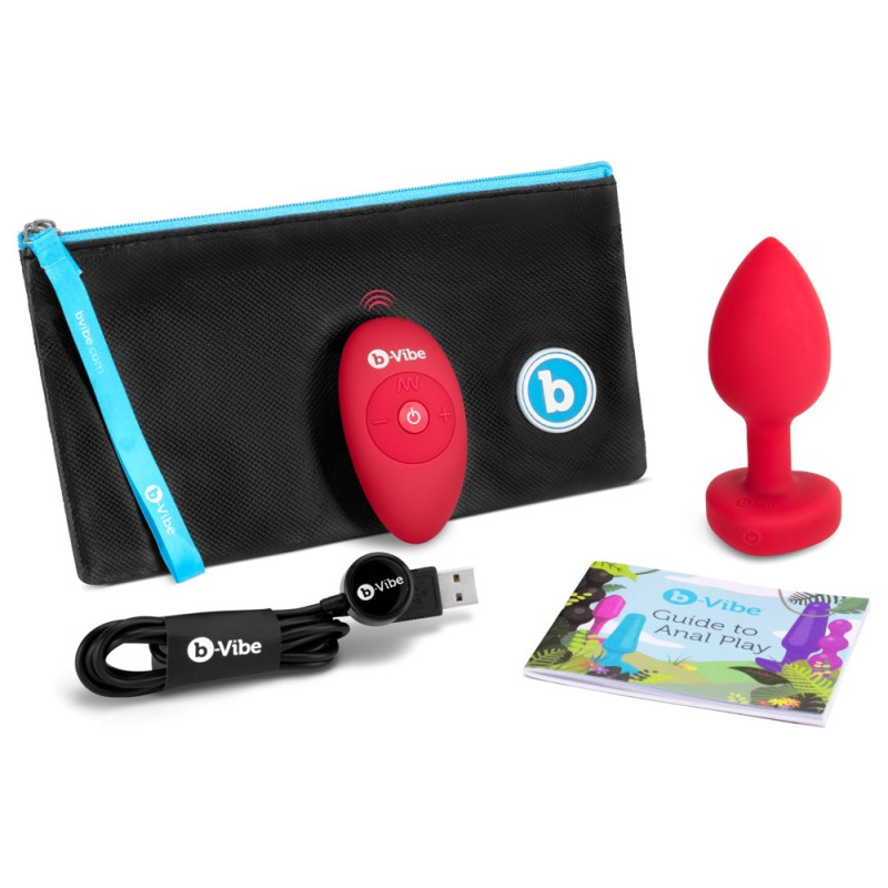 Анальная пробка с вибрацией и пультом управления B-Vibe Vibrating Heart Plug M/L красная Анальная пробка с вибрацией и пультом управления B-Vibe Vibrating Heart Plug M/L красная