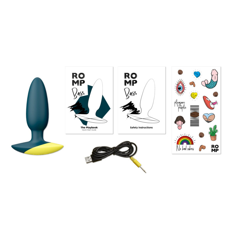 Анальная вибропробка Romp Bass Dark Green, силикон, перезаряжаемая, макс. диаметр 3 см