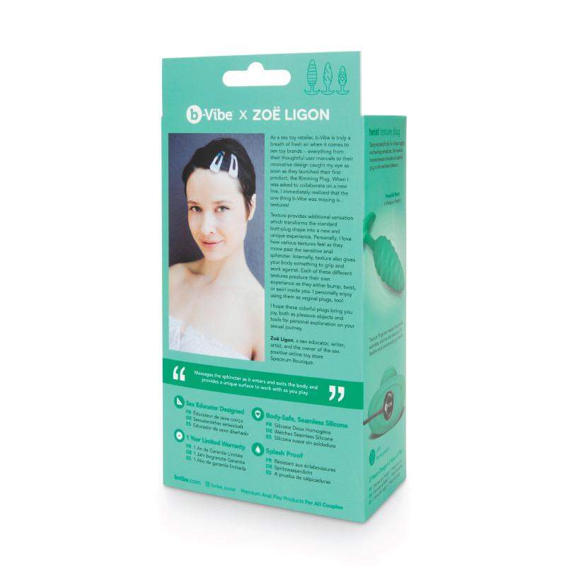 Анальная пробка с вибрацией B-Vibe Texture Twist зеленая Анальная пробка с вибрацией B-Vibe Texture Twist зеленая