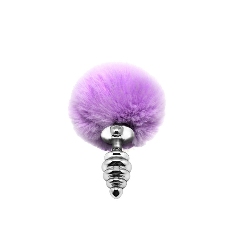 Металева анальна пробка Кролячий хвостик Alive Fluffy Twist Plug S Purple, діаметр 2,9 см Металева анальна пробка Кролячий хвостик Alive Fluffy Twist Plug S Purple, діаметр 2,9 см