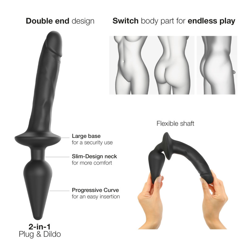 Анальна пробка з дилдо 2в1 Strap-On-Me SWITCH PLUG-IN REALISTIC DILDO Black L, діаметр 4,5/3,4 см Анальна пробка з дилдо 2в1 Strap-On-Me SWITCH PLUG-IN REALISTIC DILDO Black L, діаметр 4,5/3,4 см