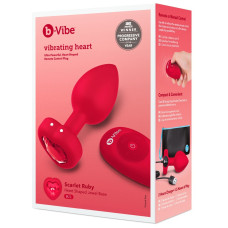 Анальная пробка с вибрацией и пультом управления B-Vibe Vibrating Heart Plug M/L красная