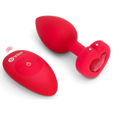 Анальная пробка с вибрацией и пультом управления B-Vibe Vibrating Heart Plug M/L красная