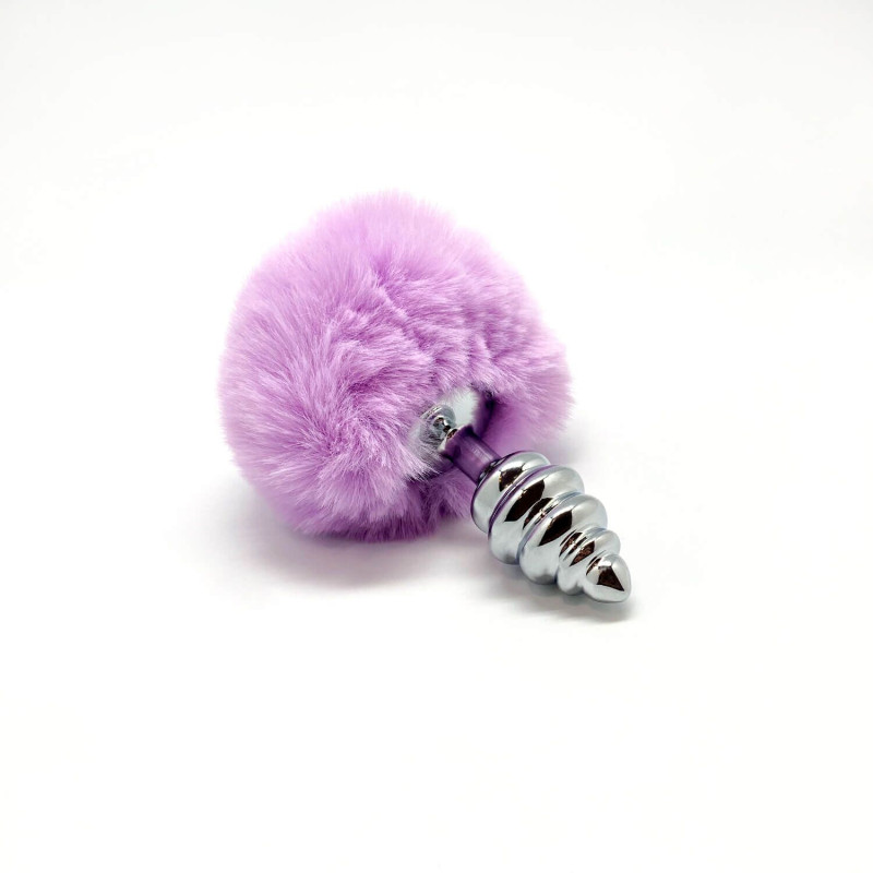 Металева анальна пробка Кролячий хвостик Alive Fluffy Twist Plug S Purple, діаметр 2,9 см Металева анальна пробка Кролячий хвостик Alive Fluffy Twist Plug S Purple, діаметр 2,9 см