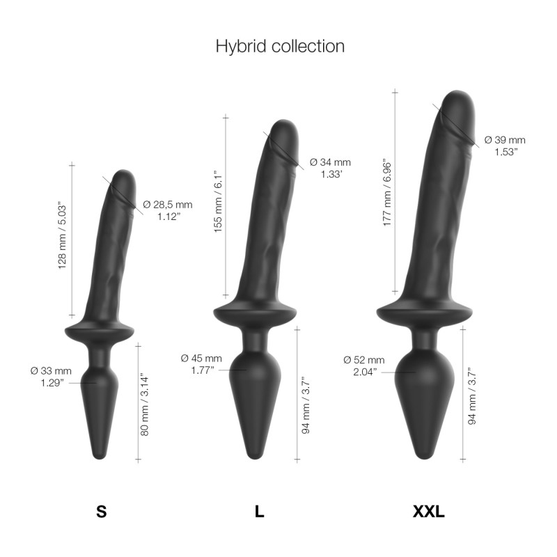 Анальна пробка з дилдо 2в1 Strap-On-Me SWITCH PLUG-IN REALISTIC DILDO Black L, діаметр 4,5/3,4 см Анальна пробка з дилдо 2в1 Strap-On-Me SWITCH PLUG-IN REALISTIC DILDO Black L, діаметр 4,5/3,4 см