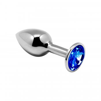 Анальная металлическая пробка с кристаллом Alive Mini Metal Butt Plug Blue M