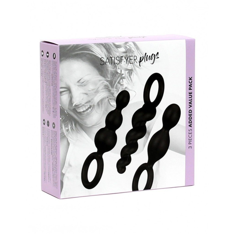 Набор анальных пробок Satisfyer Plugs black 3 шт Набор анальных пробок Satisfyer Plugs black 3 шт