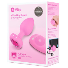 Анальная пробка с вибрацией и пультом управления B-Vibe Vibrating Heart Plug S/M розовая