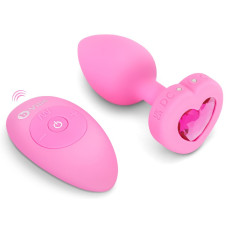 Анальная пробка с вибрацией и пультом управления B-Vibe Vibrating Heart Plug S/M розовая