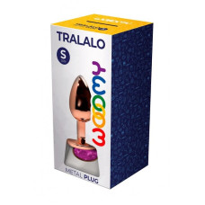 Металлическая анальная пробка Wooomy Tralalo Rose Gold Metal Plug Magenta S диаметр 2,8см, длина 7см