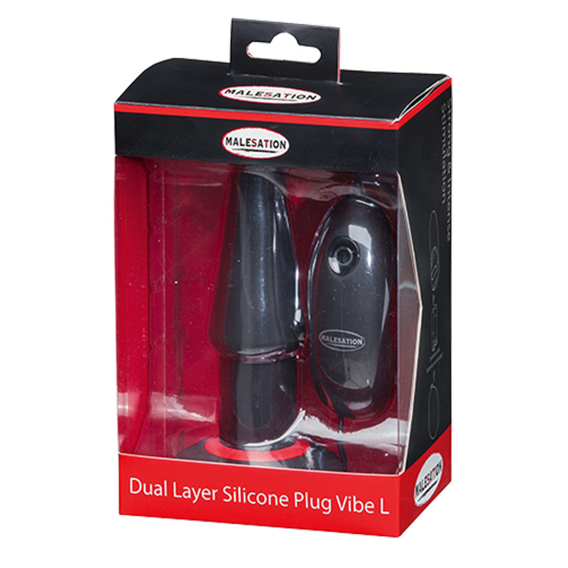 Анальна пробка із вібрацією StRubber Malesation Dual Layer Silicone Plug Vibe L Чорна