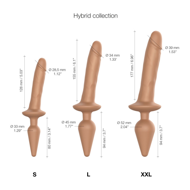 Анальна пробка з дилдо 2в1 Strap-On-Me SWITCH PLUG-IN REALISTIC DILDO Caramel S, діаметр 3,3/2,9 см Анальна пробка з дилдо 2в1 Strap-On-Me SWITCH PLUG-IN REALISTIC DILDO Caramel S, діаметр 3,3/2,9 см