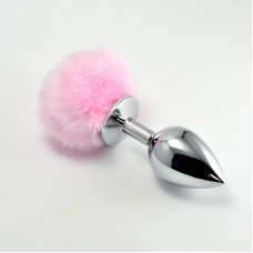 Анальная пробка LoveToy Heavy Metal Anal Plug Pompon S Pink