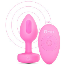 Анальная пробка с вибрацией и пультом управления B-Vibe Vibrating Heart Plug S/M розовая