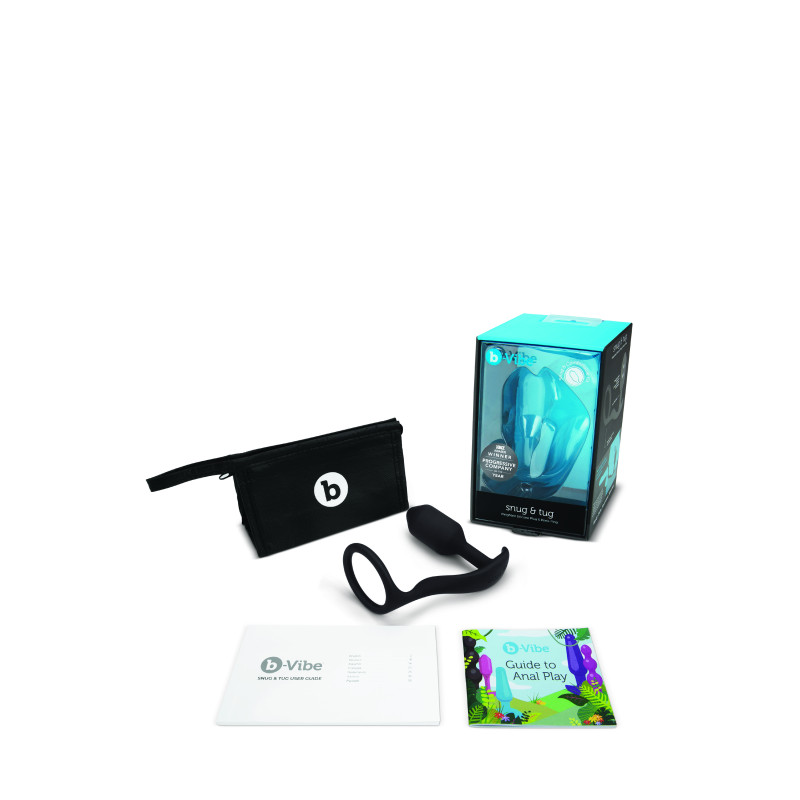 Анальна пробка з ерекційним кільцем B-Vibe Snug & Tug чорна Анальна пробка з ерекційним кільцем B-Vibe Snug & Tug чорна