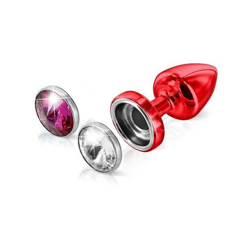 Анальна пробка зі змінними стразами Diogol Anni Magnet Кристал/Рубін 3 см Червона Анальна пробка зі змінними стразами Diogol Anni Magnet Кристал/Рубін 3 см Червона