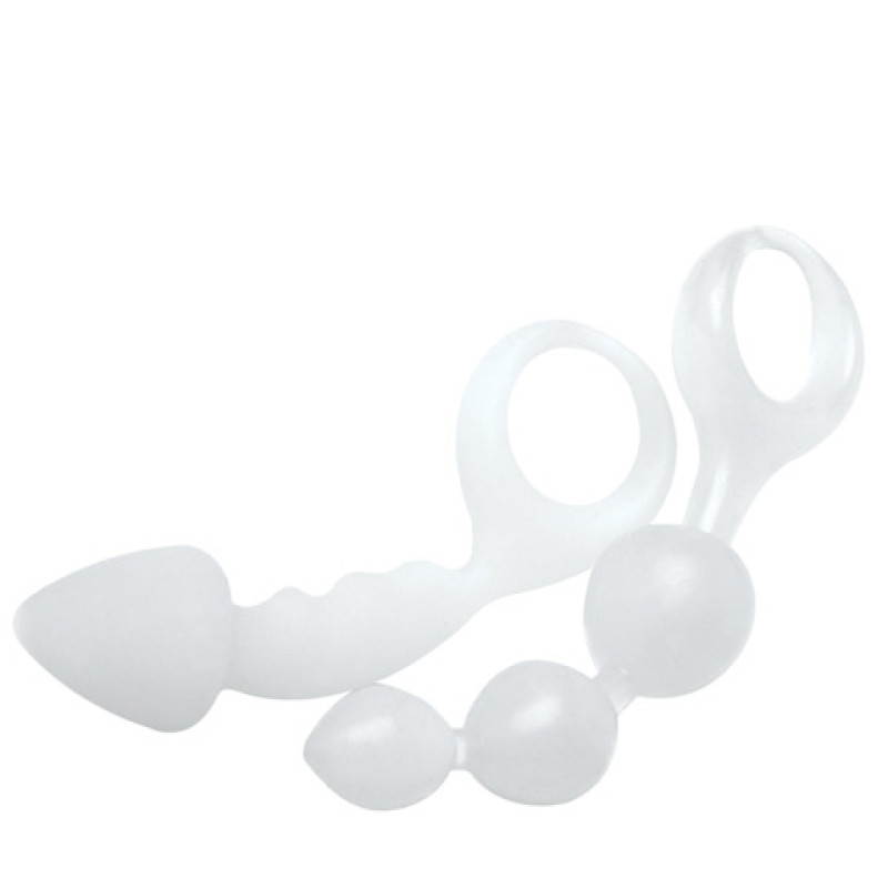 Сет із 2 анальних пробок Topco Sales Bottoms Up® Butt Silicone Anal Toy Білий Сет із 2 анальних пробок Topco Sales Bottoms Up® Butt Silicone Anal Toy Білий
