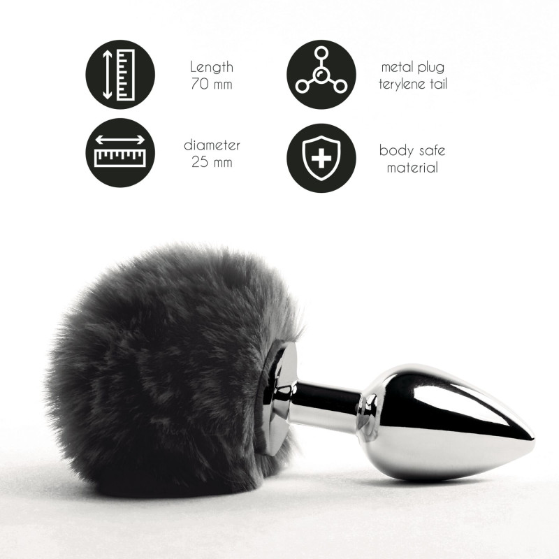 Анальная пробка FeelzToys Bunny Tails Butt Plug Черная Анальная пробка FeelzToys Bunny Tails Butt Plug Черная