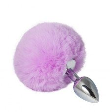 Металлическая анальная пробка с помпоном sLash S Сиреневая