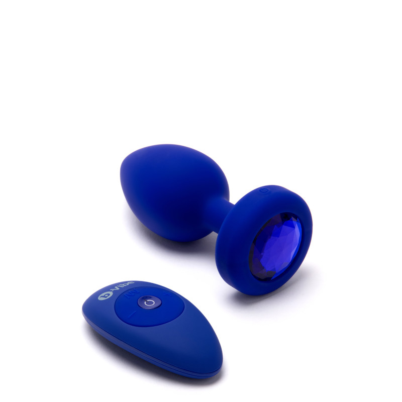 Анальна пробка з каменем та з вібрацією B-Vibe Vibrating Jewel Plug синя L/XL Анальна пробка з каменем та з вібрацією B-Vibe Vibrating Jewel Plug синя L/XL