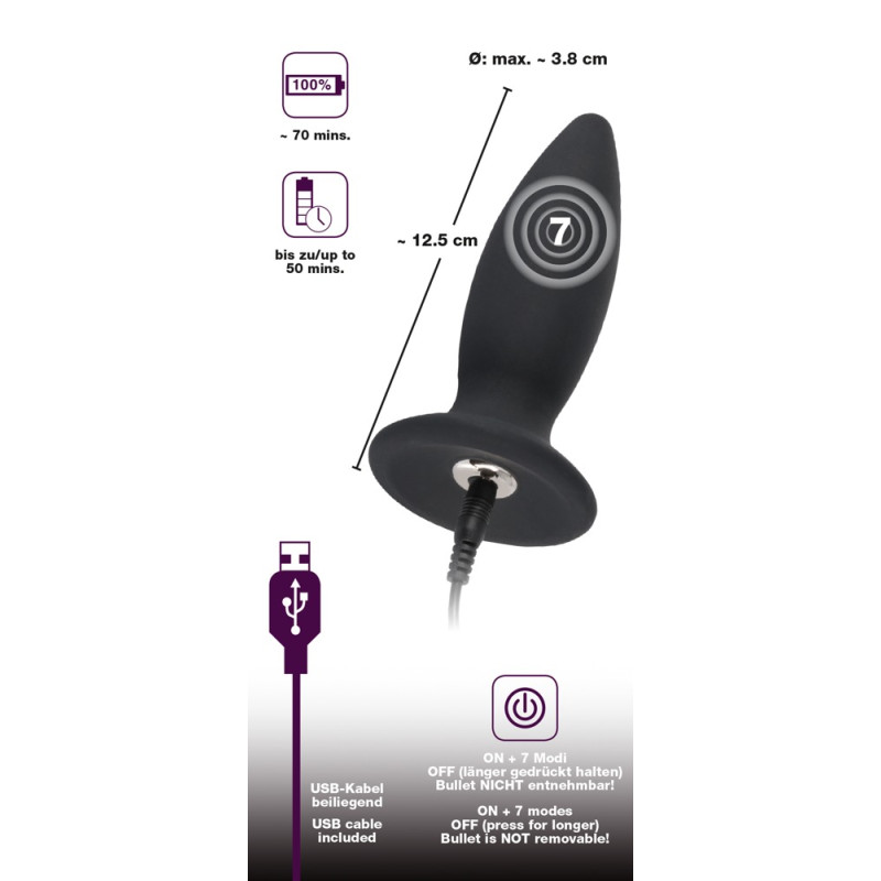 Анальна пробка Black Velvets Recharge Plug M Анальна пробка Black Velvets Recharge Plug M