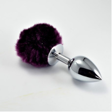 Анальная пробка LoveToy Heavy Metal Anal Plug Pompon S Purple