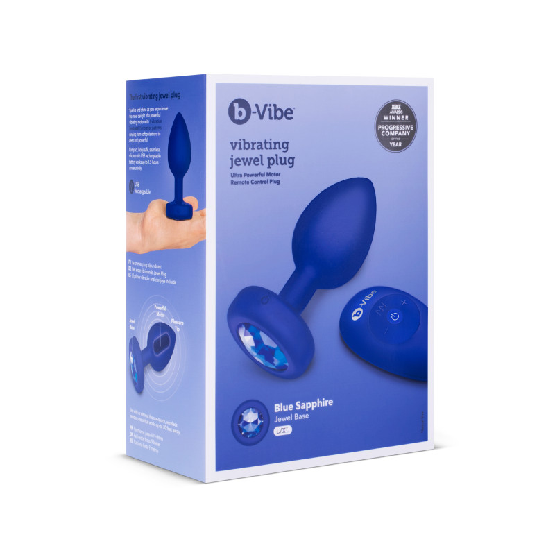 Анальна пробка з каменем та з вібрацією B-Vibe Vibrating Jewel Plug синя L/XL Анальна пробка з каменем та з вібрацією B-Vibe Vibrating Jewel Plug синя L/XL