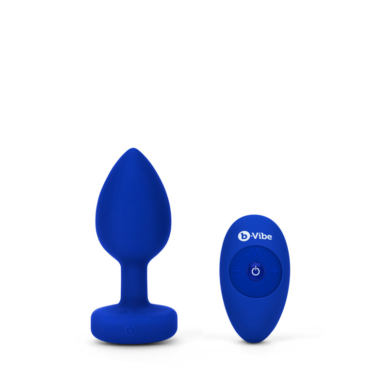Анальна пробка з каменем та з вібрацією B-Vibe Vibrating Jewel Plug синя L/XL Анальна пробка з каменем та з вібрацією B-Vibe Vibrating Jewel Plug синя L/XL