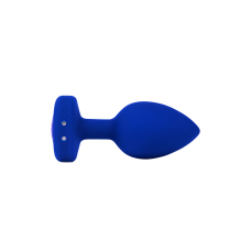 Анальная пробка с камнем и с вибрацией B-Vibe Vibrating Jewel Plug синяя L/XL