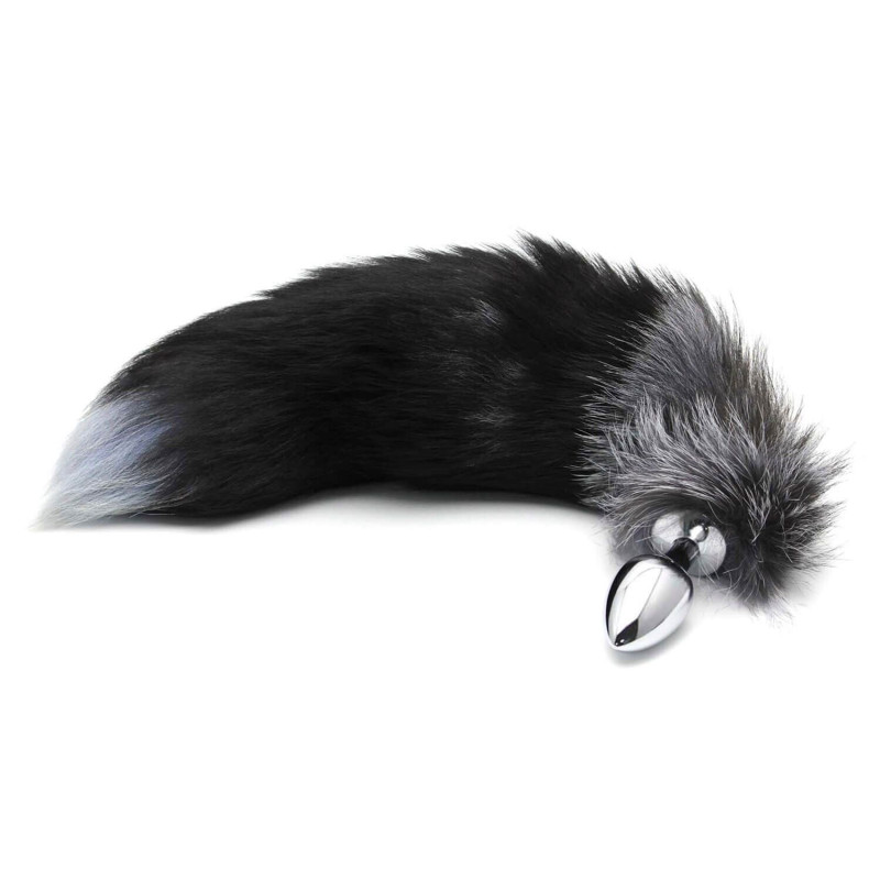 Металлическая анальная пробка Лисий хвост Alive Black And White Fox Tail M, диаметр 3,4 см Металлическая анальная пробка Лисий хвост Alive Black And White Fox Tail M, диаметр 3,4 см