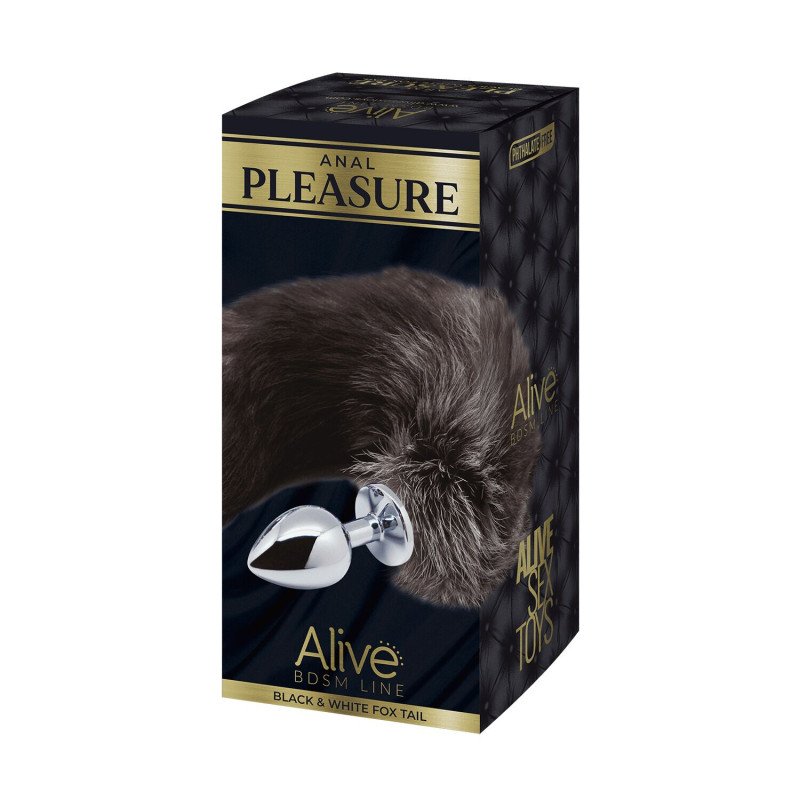 Металлическая анальная пробка Лисий хвост Alive Black And White Fox Tail M, диаметр 3,4 см Металлическая анальная пробка Лисий хвост Alive Black And White Fox Tail M, диаметр 3,4 см