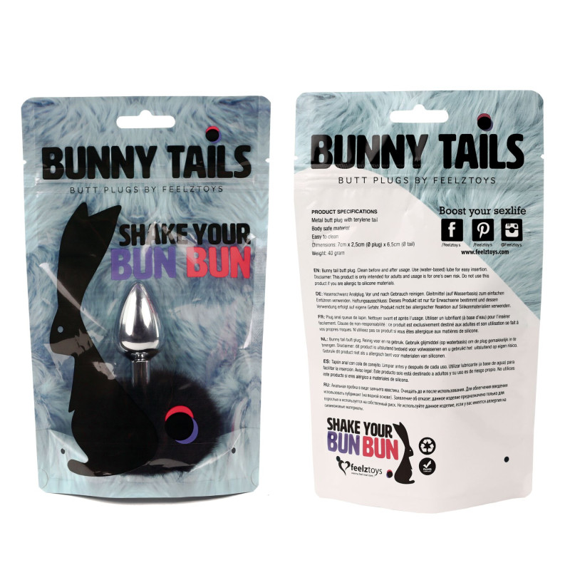 Анальная пробка FeelzToys Bunny Tails Butt Plug Черная Анальная пробка FeelzToys Bunny Tails Butt Plug Черная