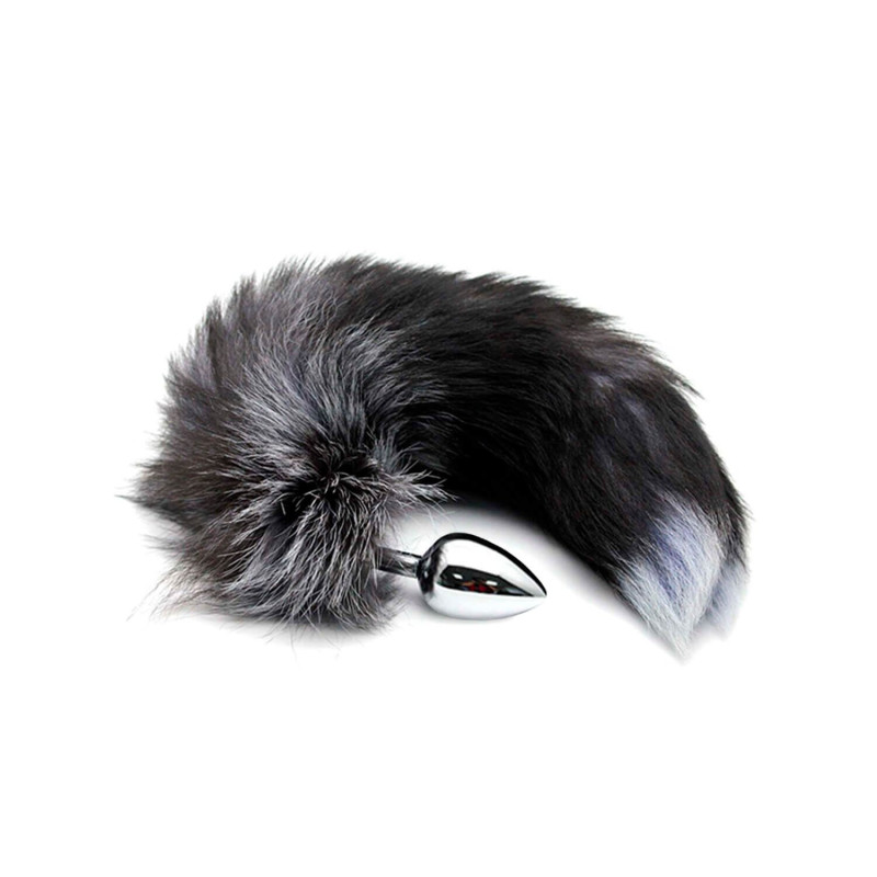 Металлическая анальная пробка Лисий хвост Alive Black And White Fox Tail M, диаметр 3,4 см Металлическая анальная пробка Лисий хвост Alive Black And White Fox Tail M, диаметр 3,4 см