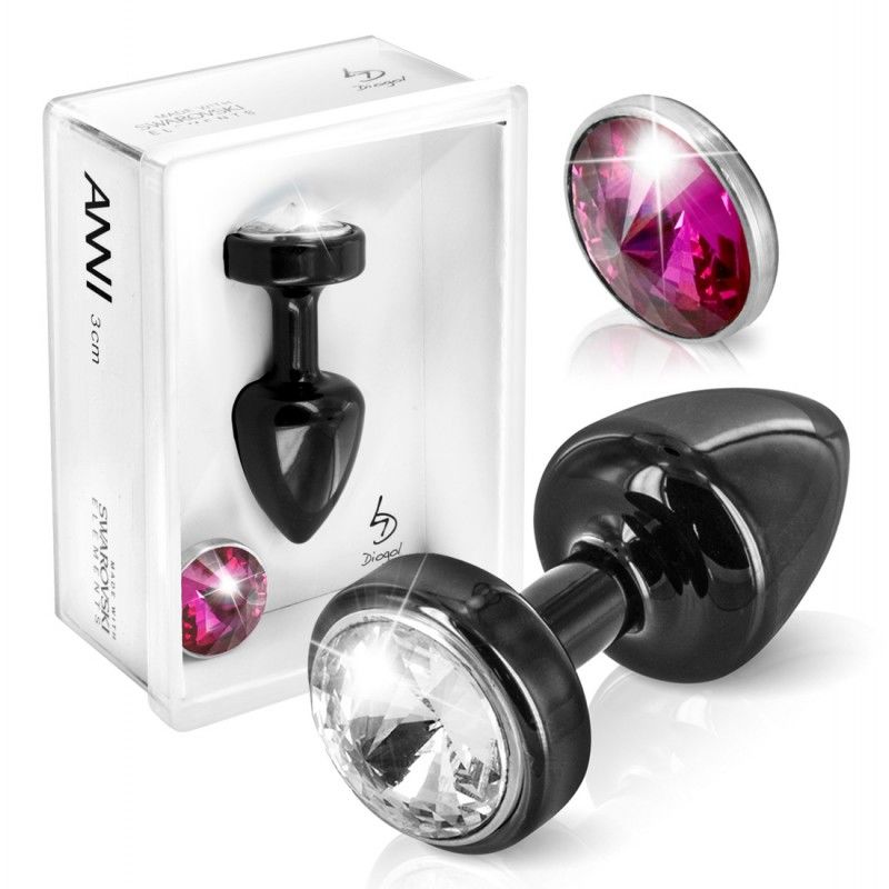 Анальна пробка зі змінними стразами Diogol Anni Magnet Кристал/Рубін 2,5 см Чорна Анальна пробка зі змінними стразами Diogol Anni Magnet Кристал/Рубін 2,5 см Чорна