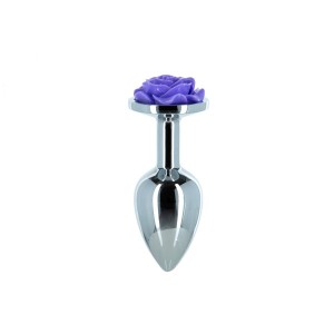 Металлическая анальная пробка Lux Active с розой - Rose Anal Plug - Purple, виброшар в подарок