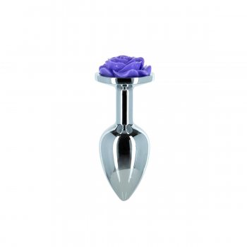 Металлическая анальная пробка Lux Active с розой - Rose Anal Plug - Purple, виброшар в подарок