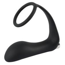 Массажер простаты с эрекционным кольцом Black Velvets Vibrating Ring & Plug