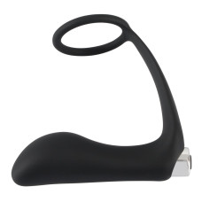 Массажер простаты с эрекционным кольцом Black Velvets Vibrating Ring & Plug