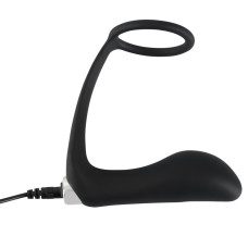 Массажер простаты с эрекционным кольцом Black Velvets Vibrating Ring & Plug