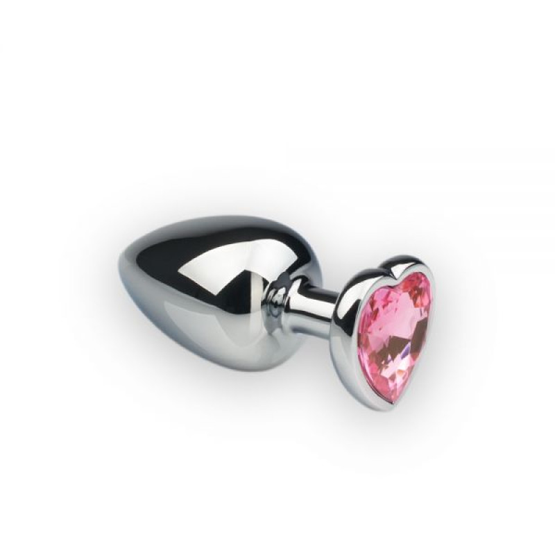 Анальная пробка sLash Heart Pink Topaz L Серебристая Анальная пробка sLash Heart Pink Topaz L Серебристая