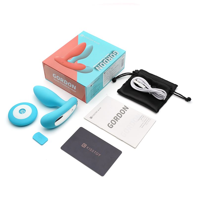 Массажер простаты 2-в-1 KisToy Gordon Голубой с пультом ДУ Массажер простаты 2-в-1 KisToy Gordon Голубой с пультом ДУ