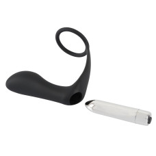 Массажер простаты с эрекционным кольцом Black Velvets Vibrating Ring & Plug
