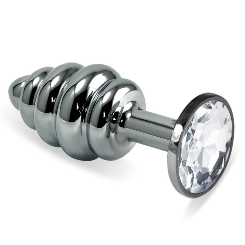 Анальная пробка LoveToy Heavy Metal Anal Plug Silver Rosebud Spiral Clear Анальная пробка LoveToy Heavy Metal Anal Plug Silver Rosebud Spiral Clear