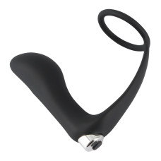 Массажер простаты с эрекционным кольцом Black Velvets Vibrating Ring & Plug