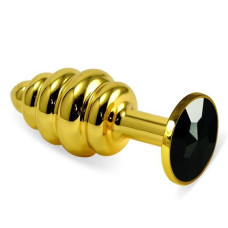Анальная пробка LoveToy Heavy Metal Anal Plug Gold Rosebud Spiral Black