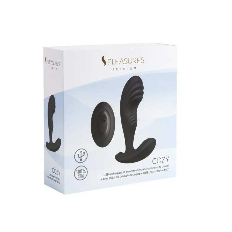 Вибромассажер простаты S Pleasures Premium Cozy, черный, с рельефной головкой, 10 режимов Вибромассажер простаты S Pleasures Premium Cozy, черный, с рельефной головкой, 10 режимов