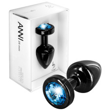 Анальна пробка You2Toys ANNI round Black T1 Analplug Чорна з Блакитним Кристалом