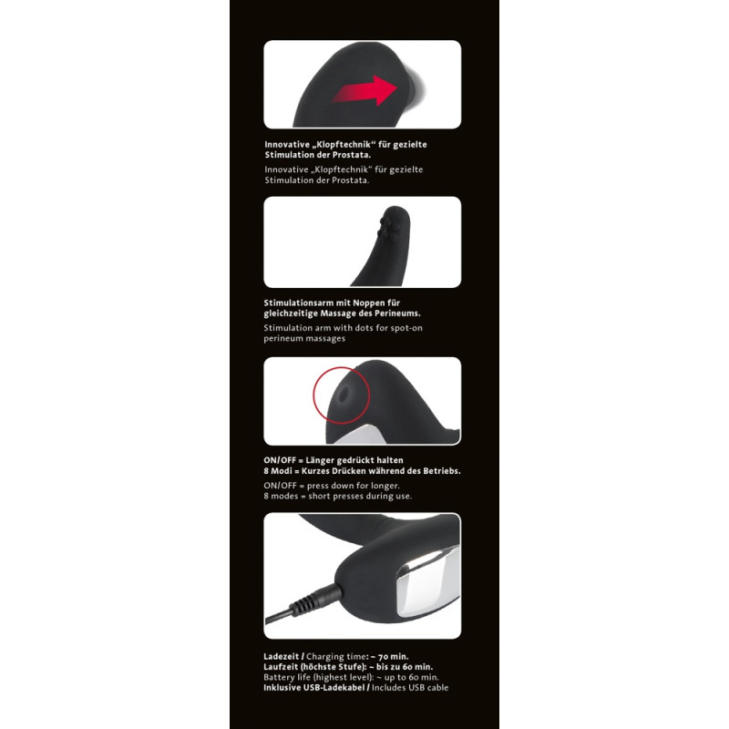 Массажер простаты Sweet Smile Knocking Plug rech P-Punkt Черный Массажер простаты Sweet Smile Knocking Plug rech P-Punkt Черный